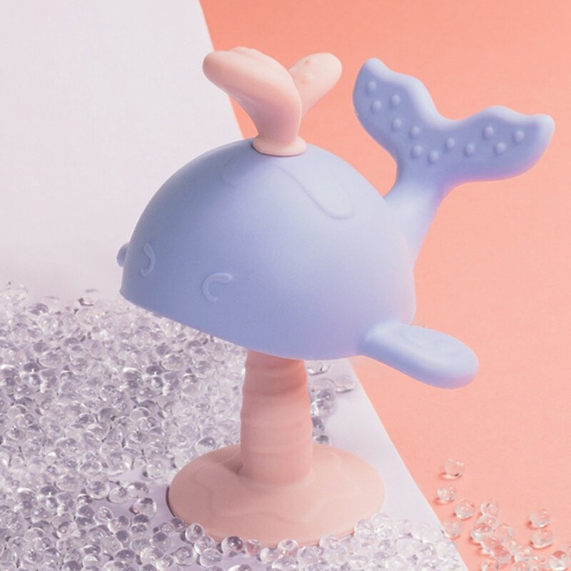 Del bambino Teether silicone Roditore con Ventosa Morbido Formazione masticare Asta Molare