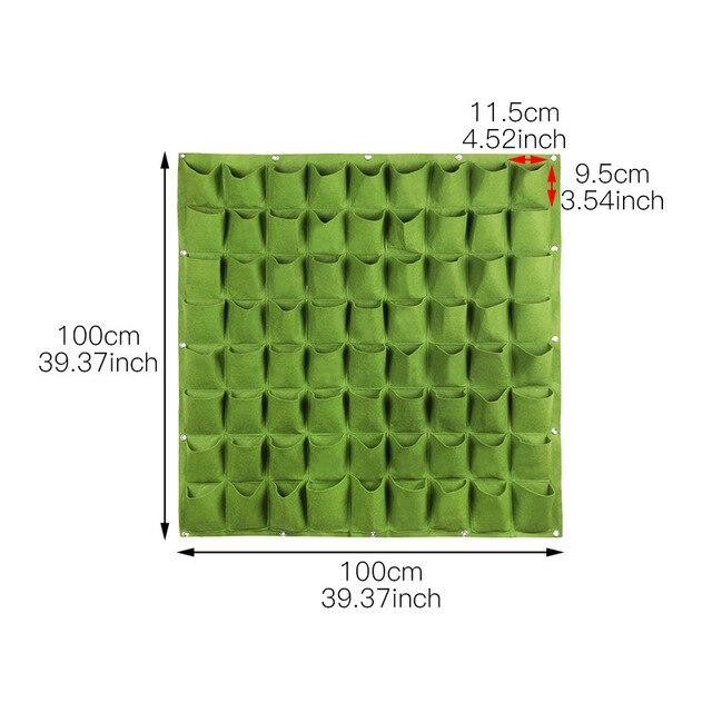 Wall Hanging Planting Bags 18/36/49/72 Pockets Green Grow Bag Planter Vertical Garden Vegetable Living Garden Bag Flowers Supply: 72 grid green