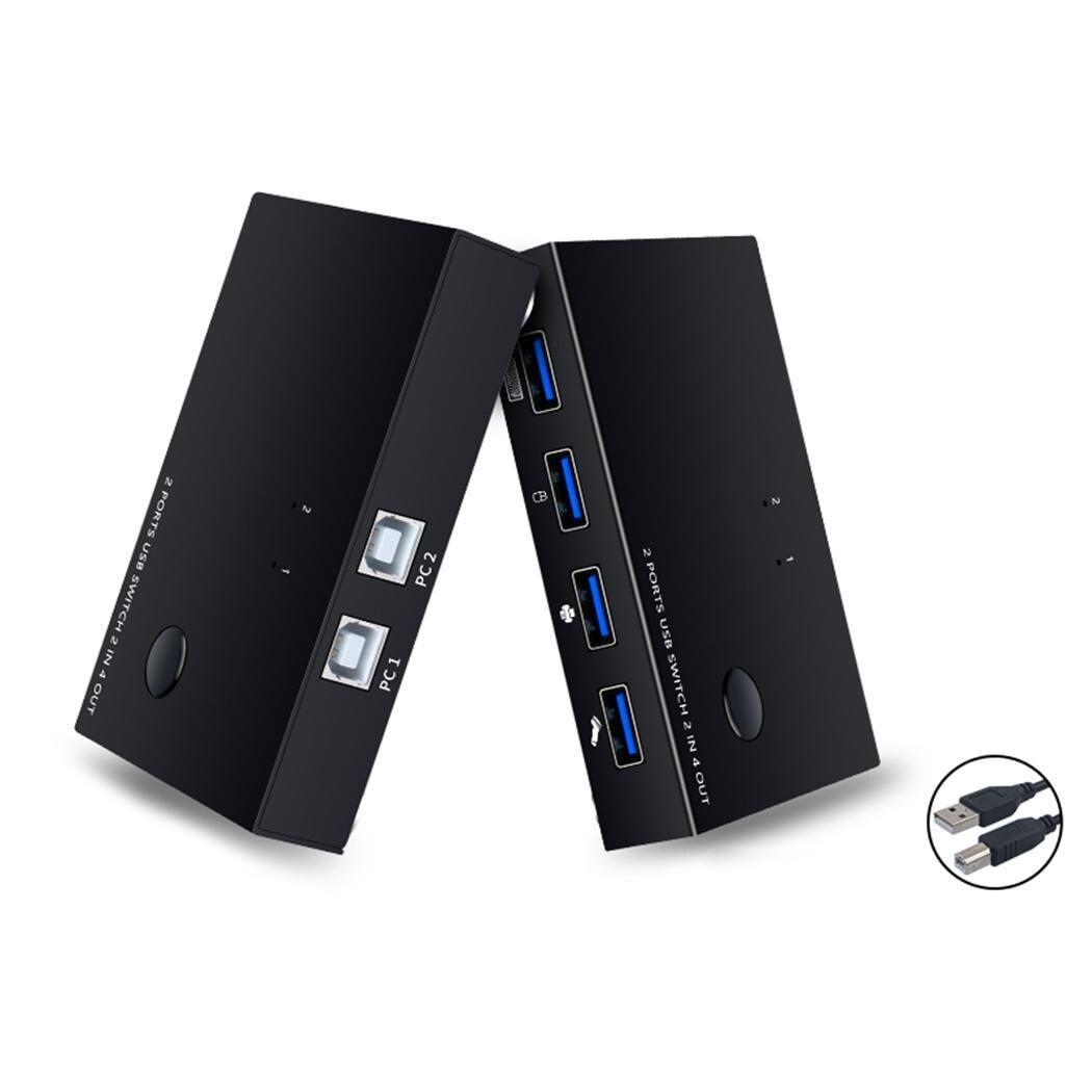 Switch USB Printer Sharing Device Four-in-Four-out Machine 4 Mouse support 1080P and Keyboard Black USB Sharer: black am-uk204