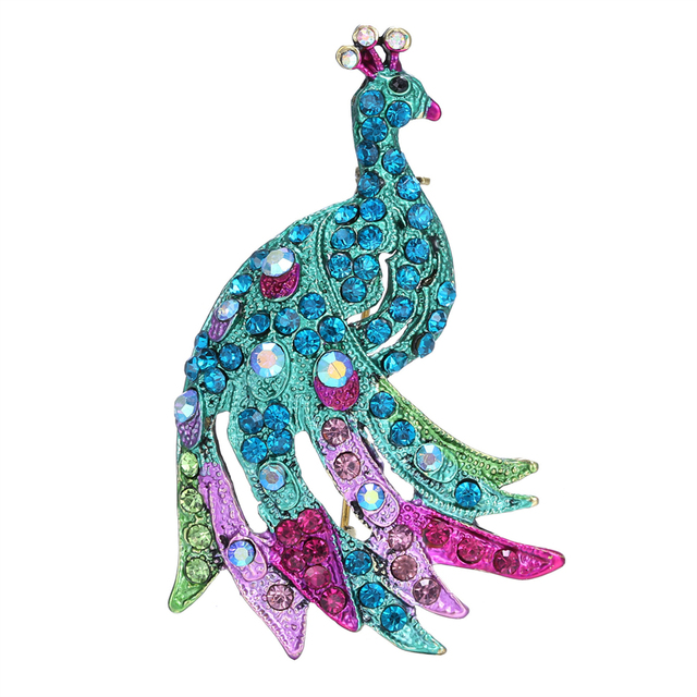 Grande broche de luxe en plumes de paon, nouvelle broche en strass, Vintage, élégance, Banquet, mariage, Corsage, manteau, boucle de châle: COULEUR OR ROSE