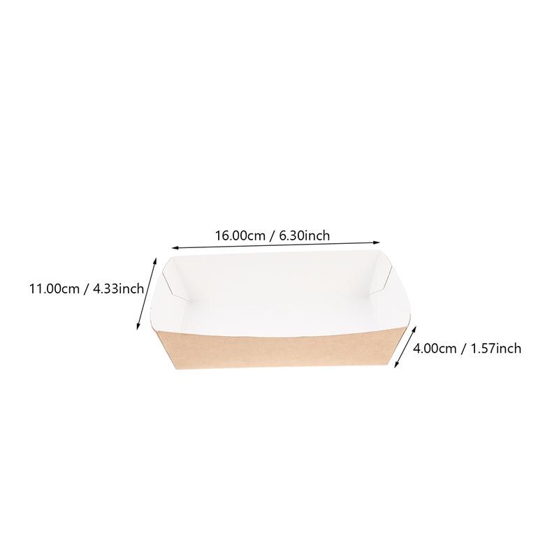 100/50Pcs Disposable Paper Food Serving Tray Kraft Paper Take-Out Boat Shape Snack Open Box French Fries Chicken Storage Tray: 50pcs 16x11x4cm