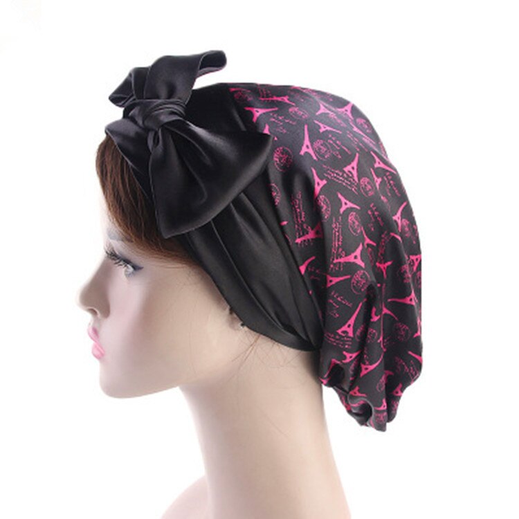 Dames zijden douchemuts, nachtmuts, haarnetje, hoed, hoofdbedekking, satijnen tulband, hoofddoek