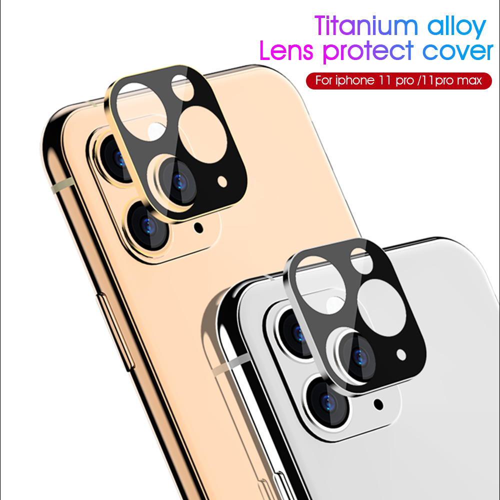 Metal Frame + Tempered Glass Back Full Cover Camera Lens Ring For iPhone 11 Pro Max Screen Protector Rear Protection Ring Case