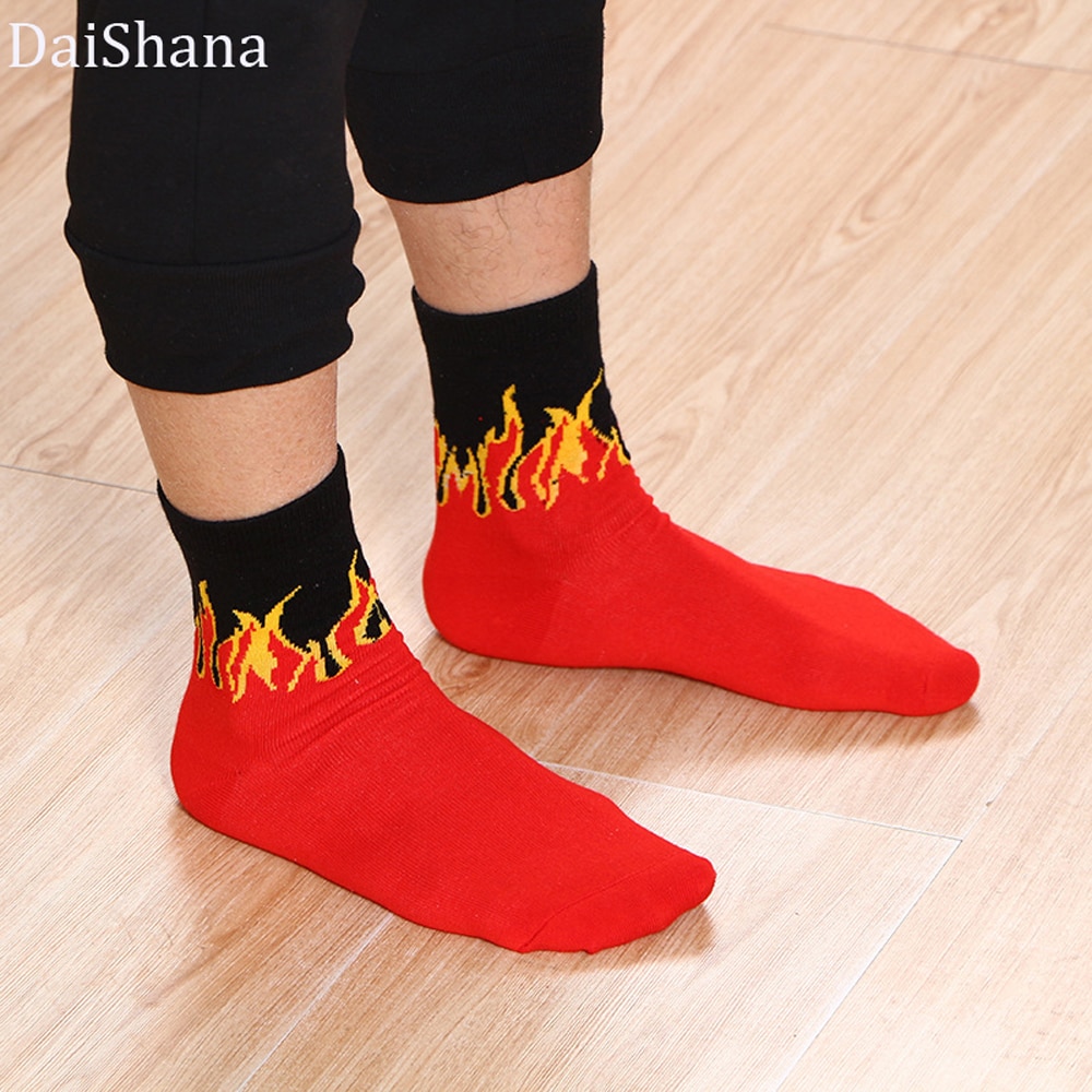 Daishana Unisex Vlam Rood En Wit Vuur Sokken Novelty Hip Hop Harajuku Sokken Skateboard Calceines Mujer Straat Skarpetki Sokken