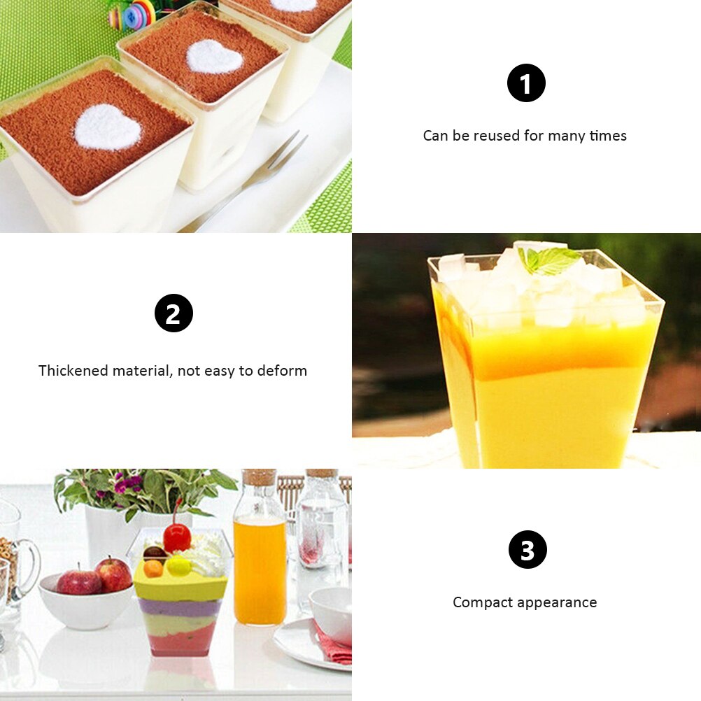 25Pcs Dessert Beverage Cups Plastic Dessert Visible Cups Ice Cream Cups