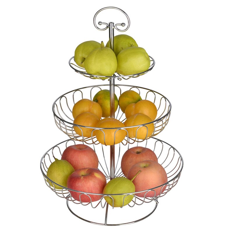 Montage 3 Tiers Metalen Fruit Serveren Kom Mand Aanrecht Display Fruit Groenten Opslag Stand Snacks Houder Voor Partijen