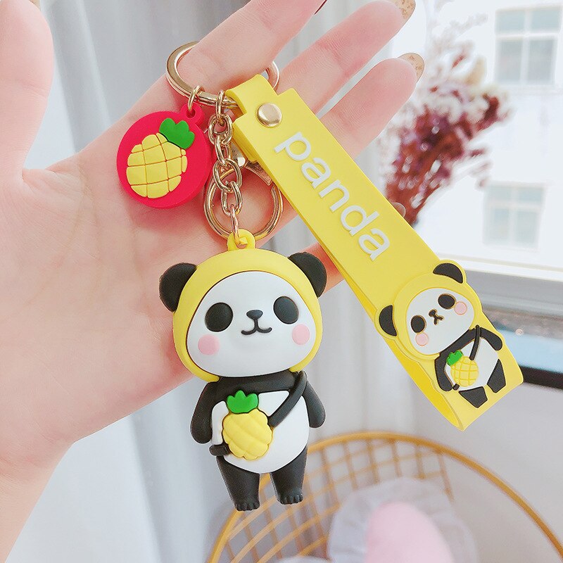 Cute cartoon Panda keychain Silicone Key chains For Women 3D Animal Keyrings Charm Car Key Holder bag ornaments