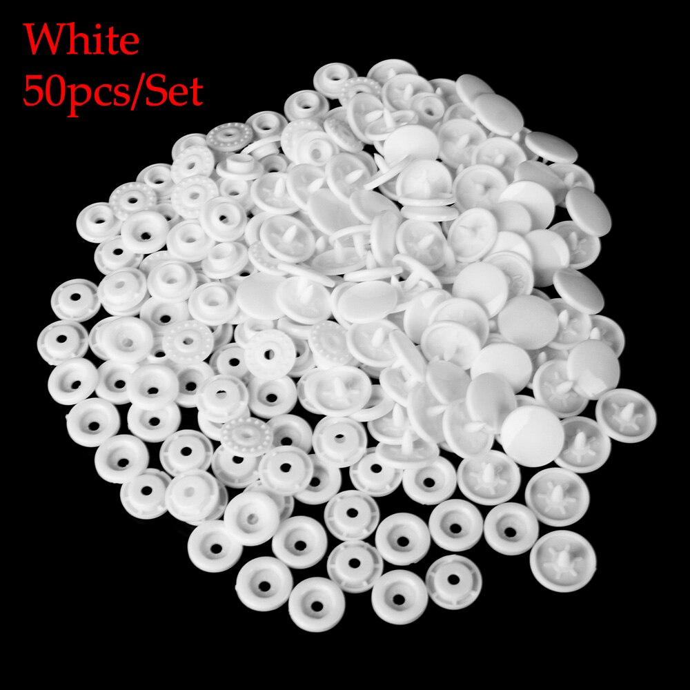 45 sets (180 pcs) duidelijke Transparante Hars Drukknopen Plastic Snaps Fasteners Drukknopen Size T5 Caps Naaien Accessoires: white