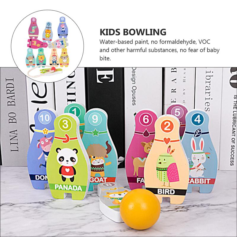 Cartoon Animal Wooden Bowling Game Toys Children Outdoor Indoor Sports Toys Leisure Parent-Child Table Game Toys