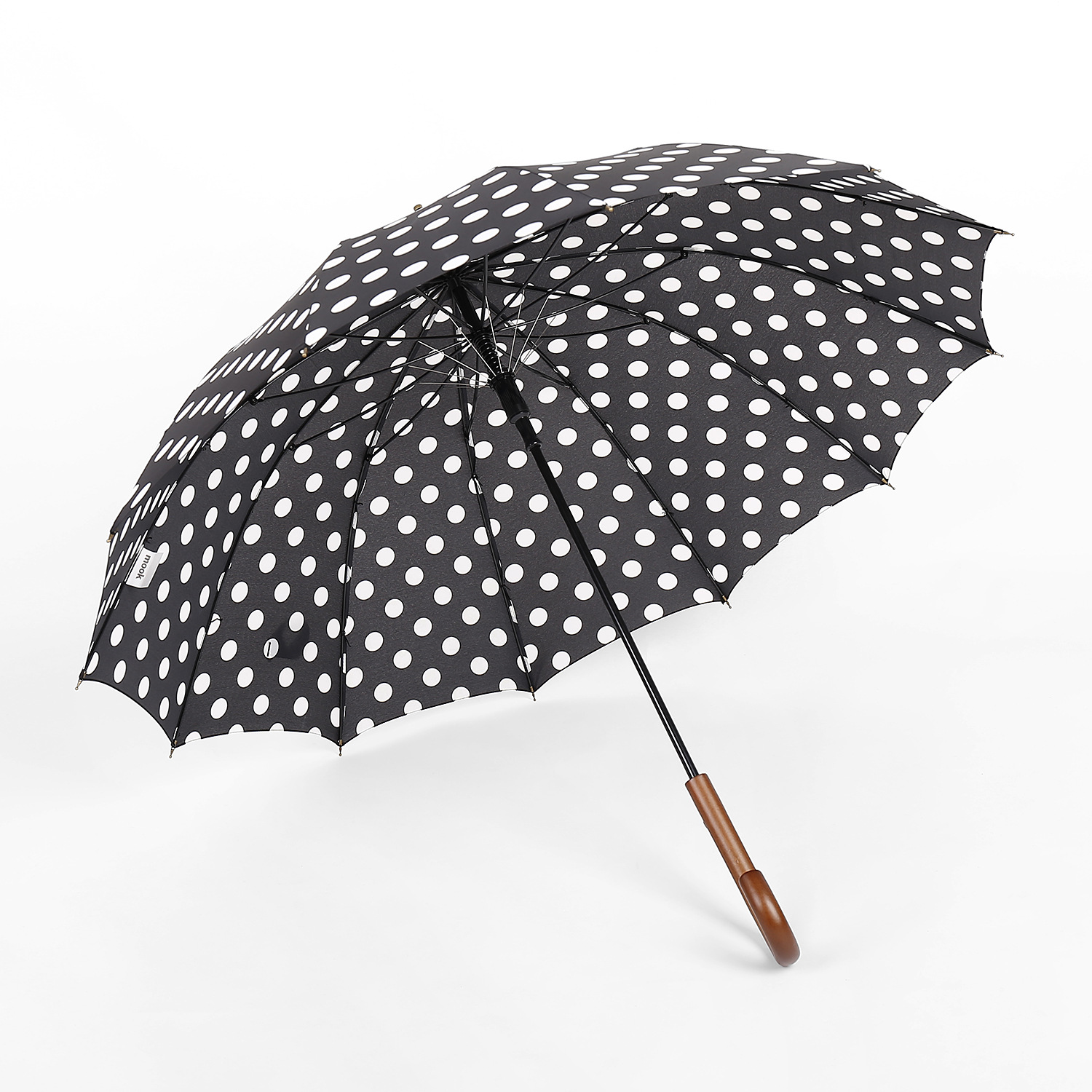 2021 ombrello da esterno in legno massello con manico lungo ombrello automatico di lusso UV ombrello da pioggia per donna ombrello da sole portatile da esterno estivo: Black