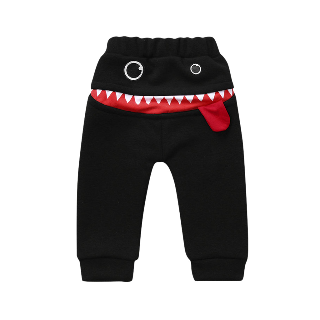 Pantalones de bebé niños niñas dibujos animados tiburón lengua Harem gruesos pantalones cálidos bebé Niño Pantalones Pantalon Bebe: BK / 110