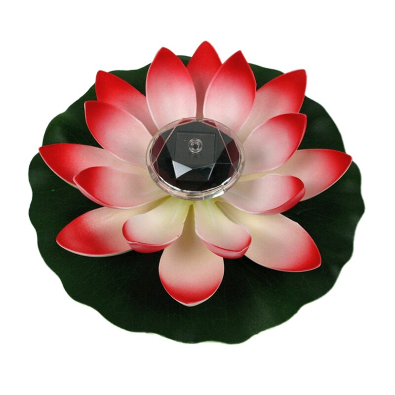 ledet lotus blomsterlampe flytende blomst solcelledrevet damtank lys ornament fest hage dekorasjon ledet lotus: R