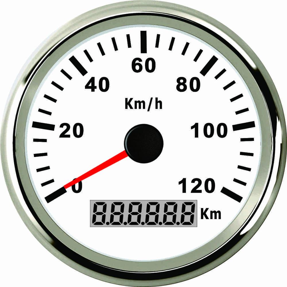 Waterdichte Gps Snelheidsmeter Gauge 0-120 Km/h Snelheid Voor Auto Vrachtwagen Motorfiets 85Mm 12V 24V met Rode Backlight: WS
