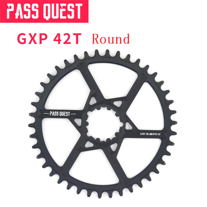 PASS QUEST GXP Round Oval 0mm Offset 32T-42T Chainring MTB Narrow Wide Bike bicycle Chainwheel for Sram XX1 GX eagle X9 crankset: GXP Ronde 42T