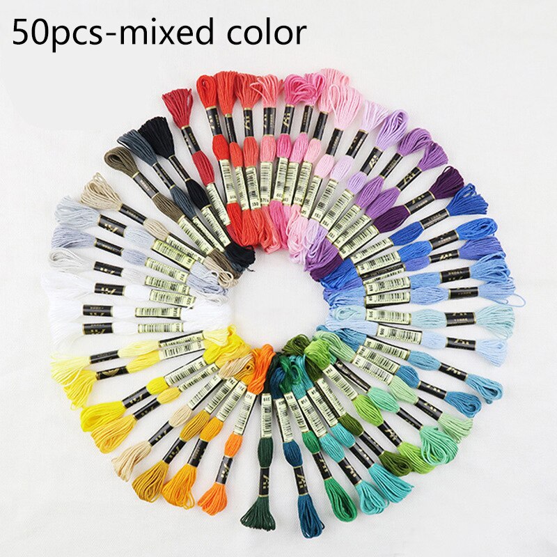 50pcs 8 Meters Embroidery DIY Silk line Cross Stitch Cotton Sewing Thread Floss Kit DIY Sewing Tools: 50pcs