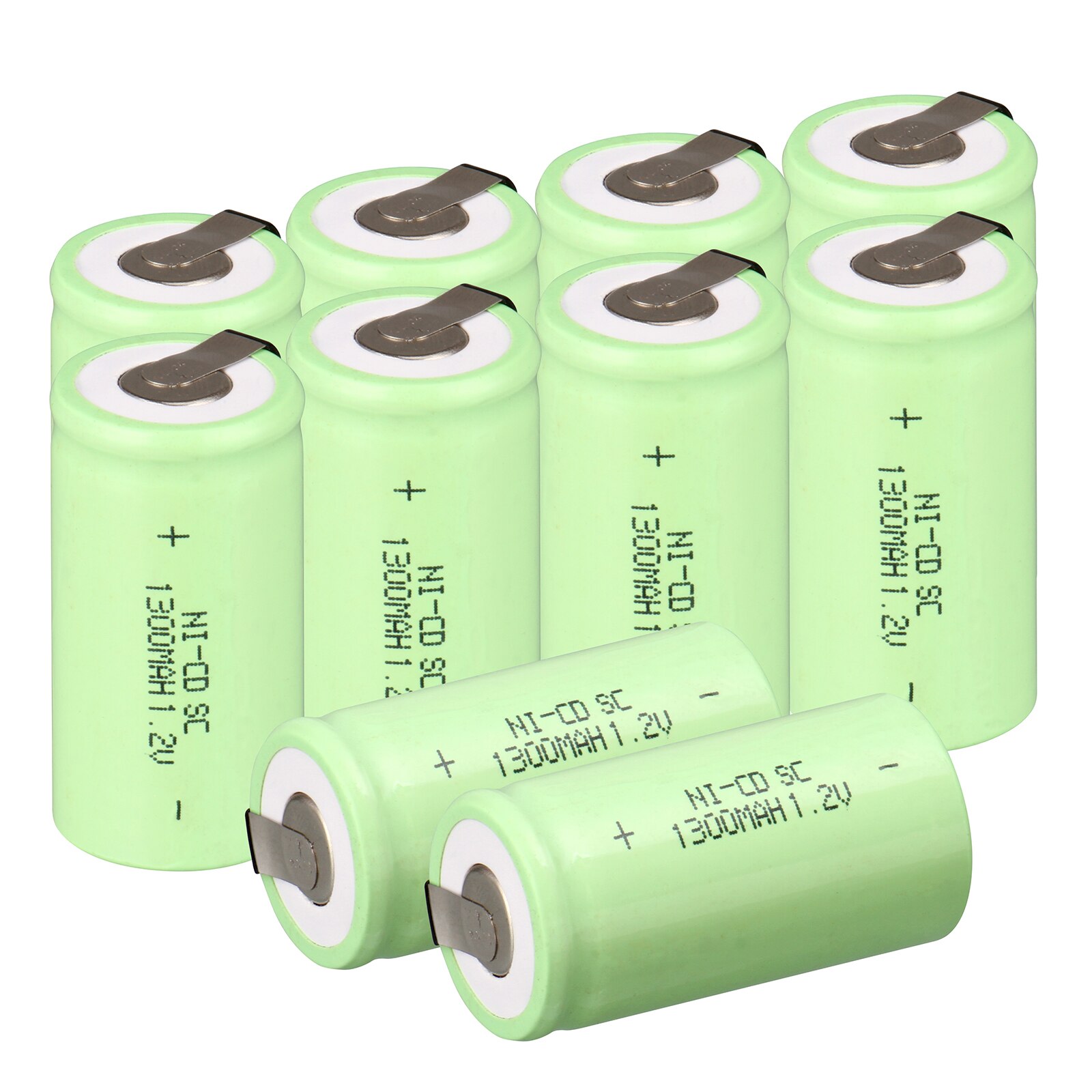 2 ~ 16PCS sub c sc oplaadbare batterij nicd 1.2 v batterij 1300mAh ni cd oplaadbare batterijen 1.2 v groen