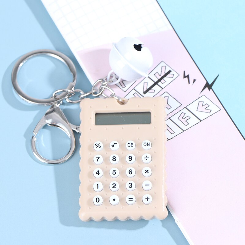 Mini llavero Kawaii con forma de galleta, portátil, calculadora de dígitos, herramienta para estudiantes: KK