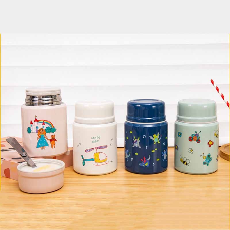 450Ml Graffiti Stijl Rvs Thermos Voedsel Lunchbox Thermosflessen Thermocup Container Met Lepel Soep Thermos Voor Kid