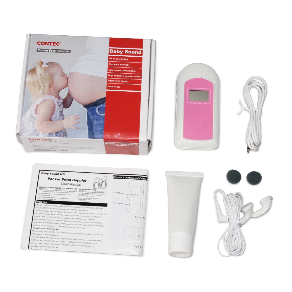 Contec Babysounda/B/C Baby Hartslag Foetale Doppler Prenatale Monitor + Gel Pocket Fetal Doppler