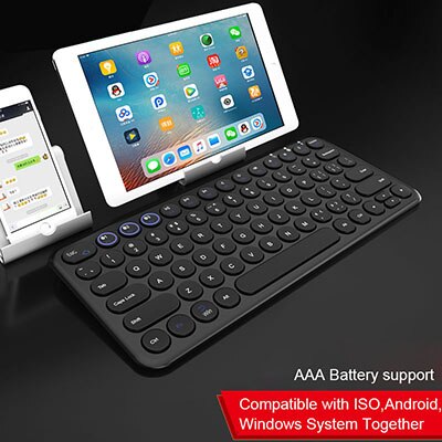 Tablet Bluetooth Toetsenbord Ronde Keycap Draadloze Gaming Toetsenbord Voor Mac Chrome Os Windows Iphone Ipad Android: Black