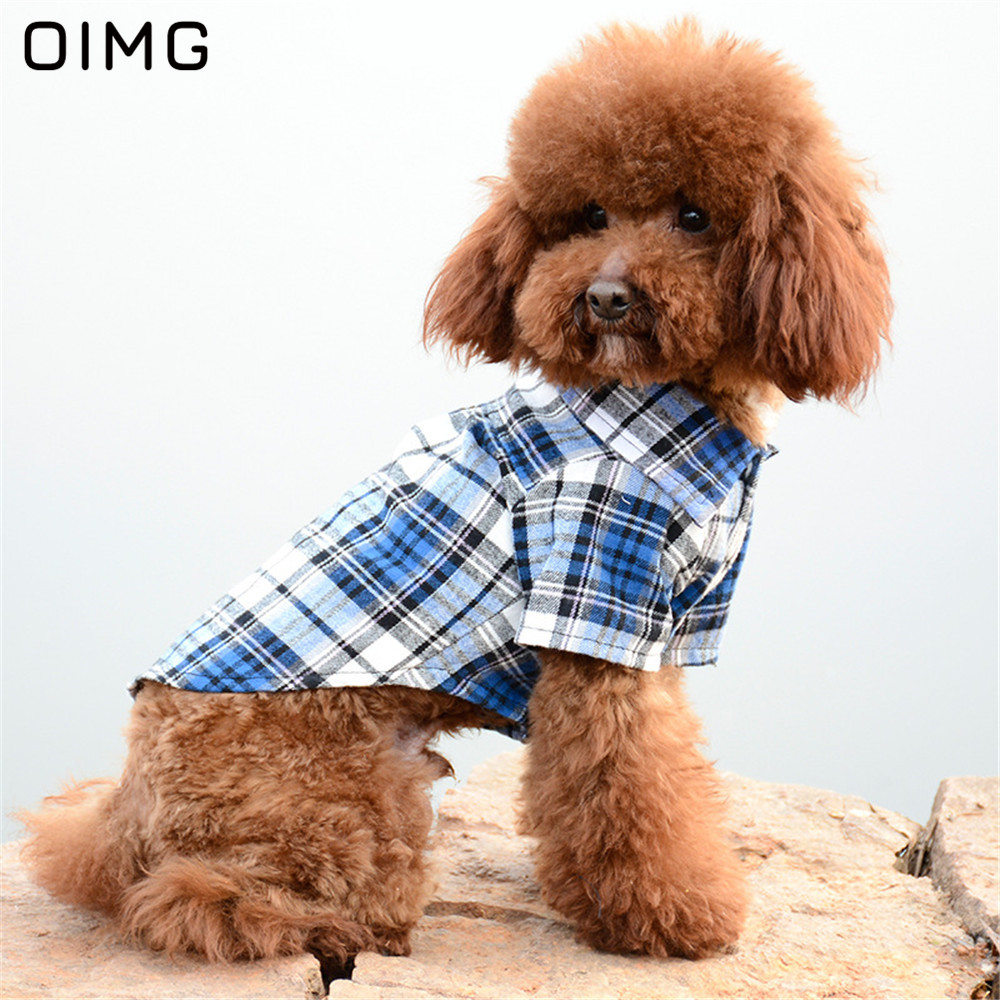 Oimg Samll Honden Kleding Klassieke Hond Blouse Zachte Katoen Huisdier Plaid Shirts Tops Lente Herfst Pug Teddy Teckel Huisdier Kleding