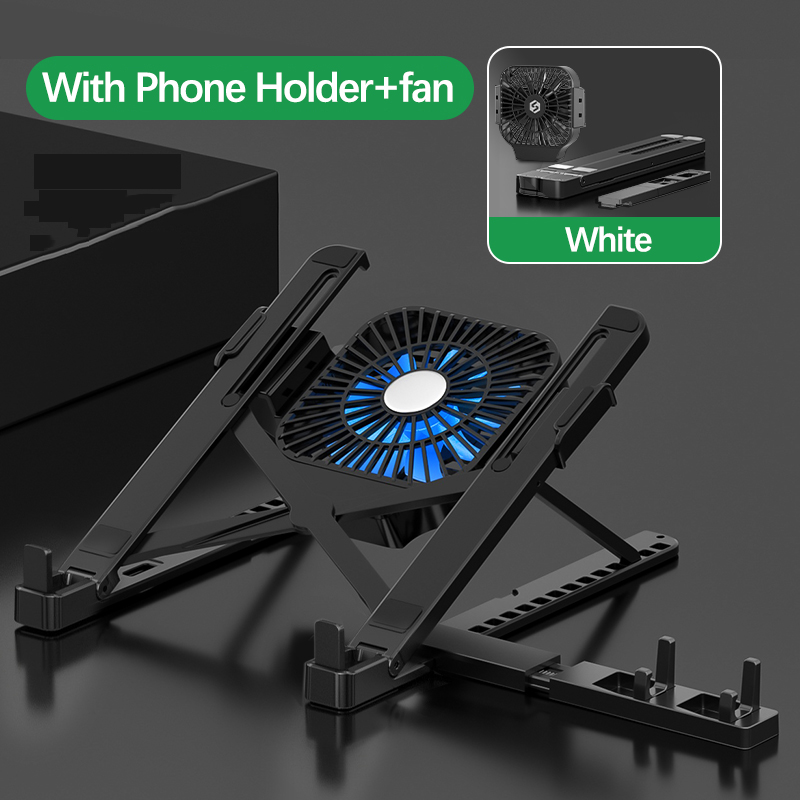 Opvouwbare laptop tafel,Opvouwbare Laptop Stand Met Koelventilator Dsektop Base Ondersteuning Notebook Stand Voor Macbook Draagbare Laptop Houder Cooling Beugel: With fan black