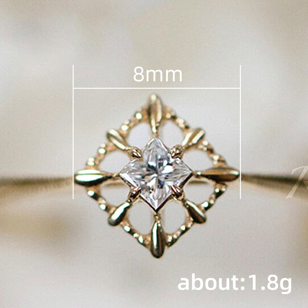 Huitan Fancy Prinses Vierkante Cz Vinger Ringen Voor Vrouwen Hollow Out 2022 Trend Goud Kleur Low-Key trouwringen Sieraden