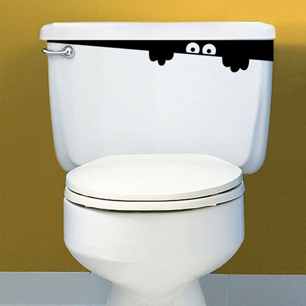 Wc Monster Wc Sticker Wc Leuke Cartoon Sticker Wc Deur, Grappige Decor, Wc Deur Teken: Black