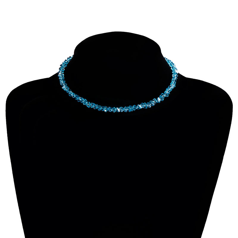 Gargantilla de cuentas irregulares de cristal de corte múltiple coreano para mujer, Collar de hueso Vintage transparente, joyería de cuello de: Rojo óxido