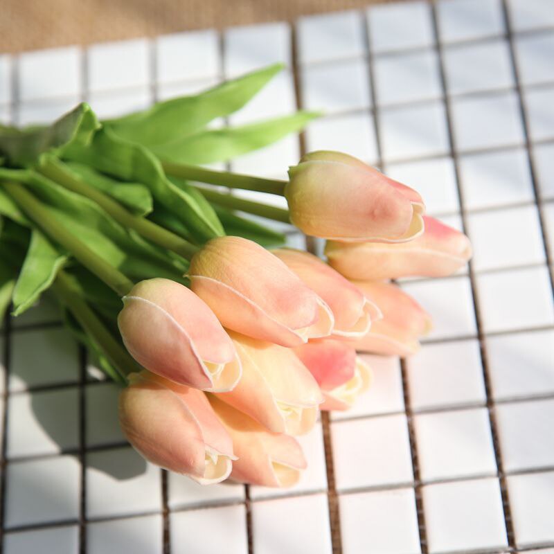 1pc pu tulipan kunstig blomst ekte touch mini tulipan hjem bryllup dekorasjon blomst: 12