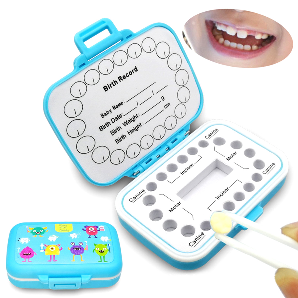 Baby tænder souvenir kasse pp tand fe kasser børn tand opbevaring holder arrangør søde børn tand føtal hår beholder  #40: Blå