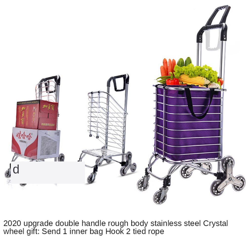 B-life købmand indkøb hånd lastbil vogne aluminiumslegering trappe klatrehjul trolley dolly vasketøjspose foldbar: Blå