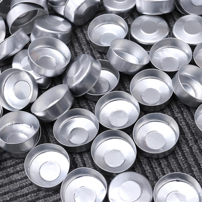 500 stk aluminium te lysdåser stearinlys kasser te lys tom kasse beholdere stearinlys fremstilling (sølv)