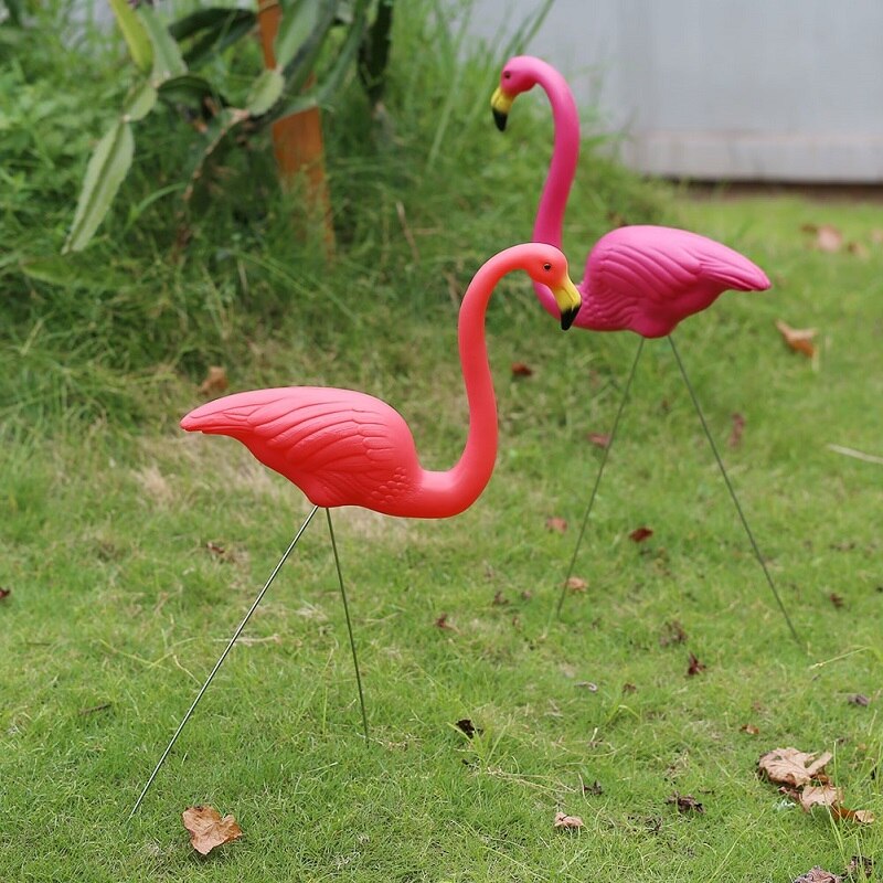 1Pc 2 Style Garden Plastic Flamingo Decoration Artificial Flamingo for Garden Festival Party Wedding Villa Garden Decor Ornament