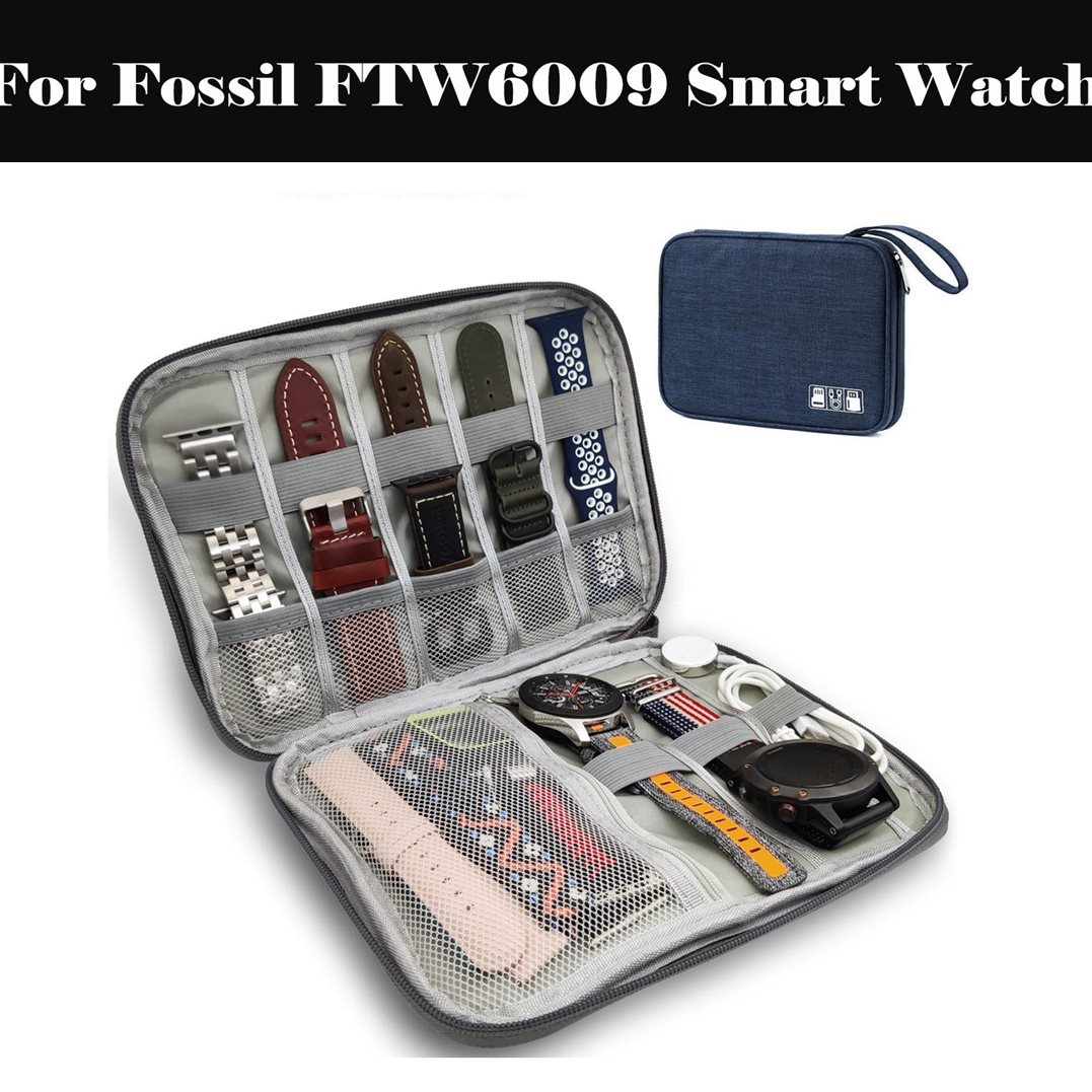 Horloge Roll Vintage Bruin Reizen Horloge Organizer Case Box Rits Horloge Bag Pouch Opslag Voor Fossiele FTW6009 Smart Horloge