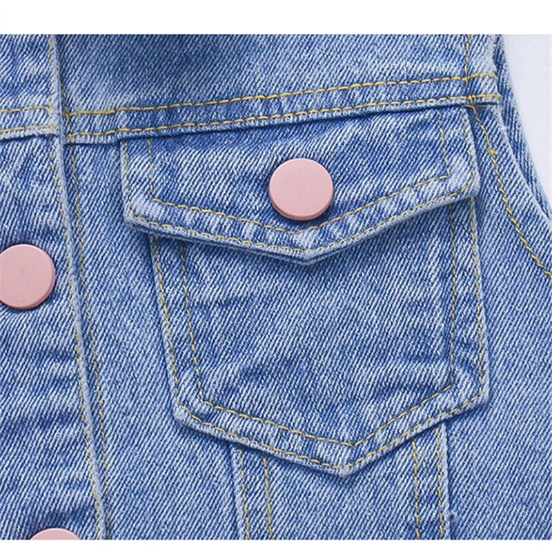 Children's Denim Vest For Girls Sleeveless Jacket Kids Spring Summer Embroidery Clothes Outfit For Teen Girls Clothing