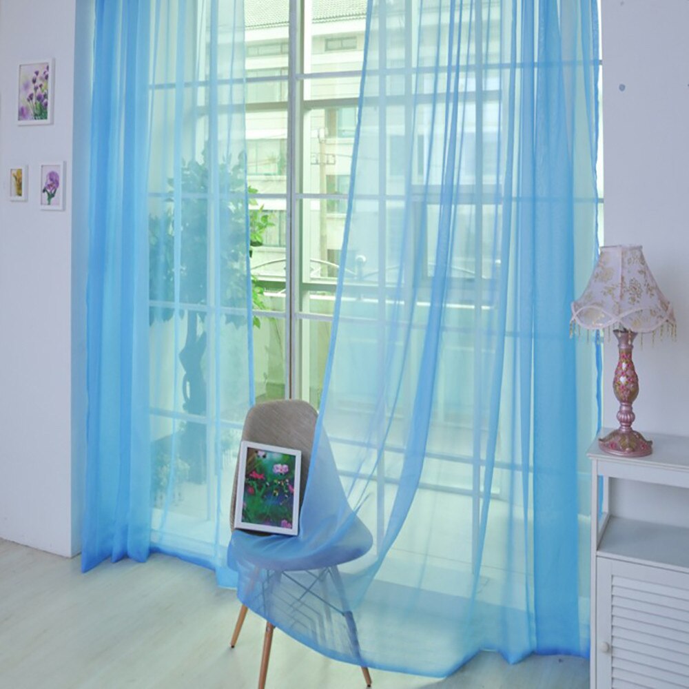 1PC Multicolor Pure Color Tulle Door Window Curtain Drape Panel Sheer Scarf Valances Micro-transparent Light-weight Gauze Decor: K