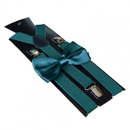 Bretelles robustes pour hommes, noir, 17 couleurs, 3 pinces solides, pantalon élastique réglable, bretelles, travail, fête: Dark Green
