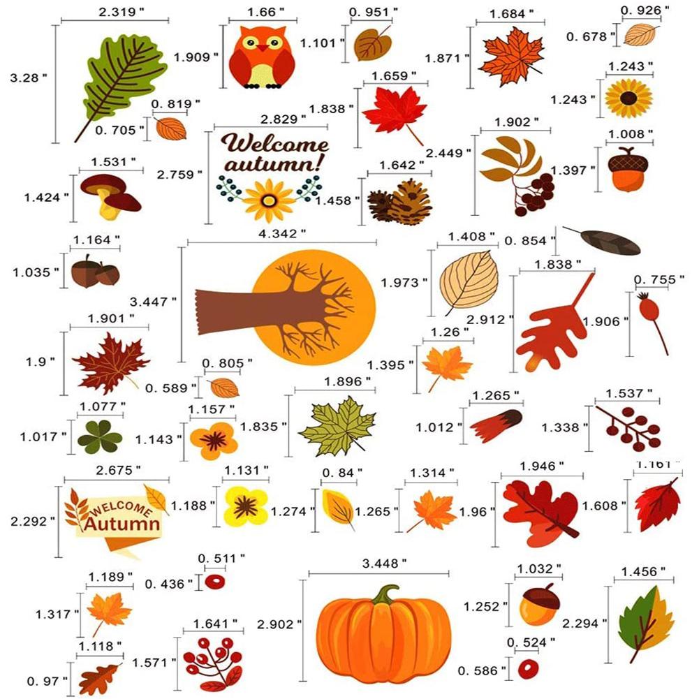 6PCS Thanksgiving Fall Autumn Leaves Acorns Window Sticker Fall Window Clings Decals for Thanksgiving DecorationsParty Supplies