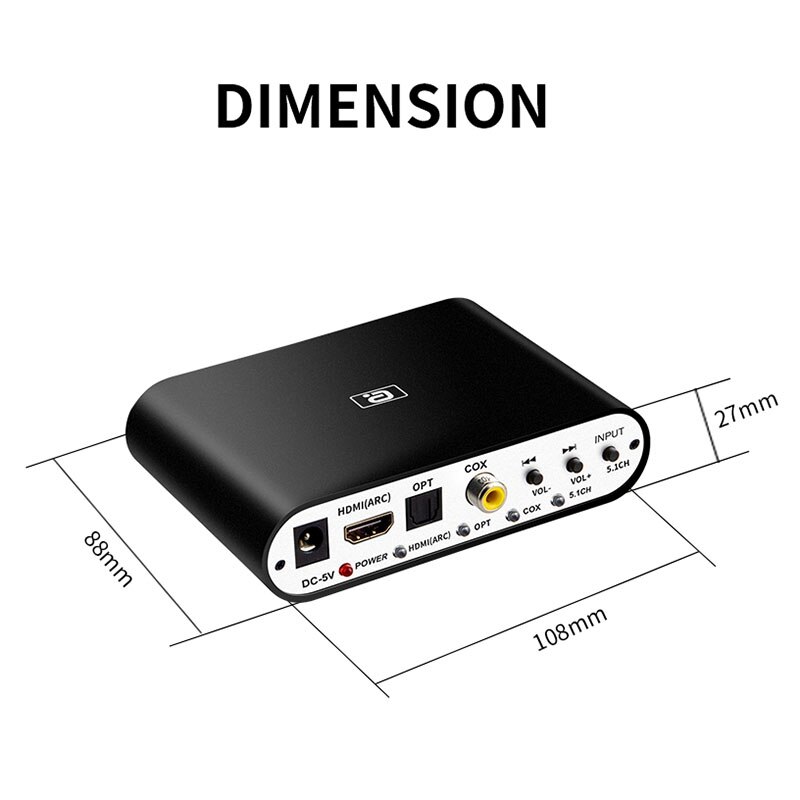 DA615H 5.1CH Audio Decoder Bluetooth 5.0 Receiver DAC Wireless Audio Adapter Optical Coaxial U Play ARC DAC DTS