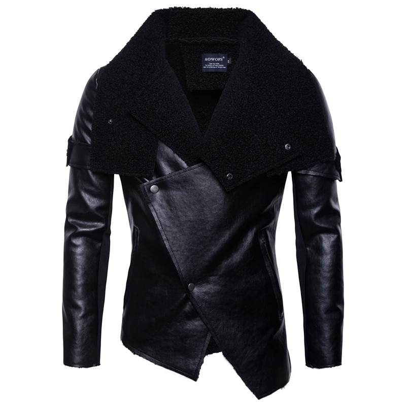 Chaqueta de cuero con personalidad para hombre, abrigo informal Punk de cuero para motocicleta, de otoño, novedad de