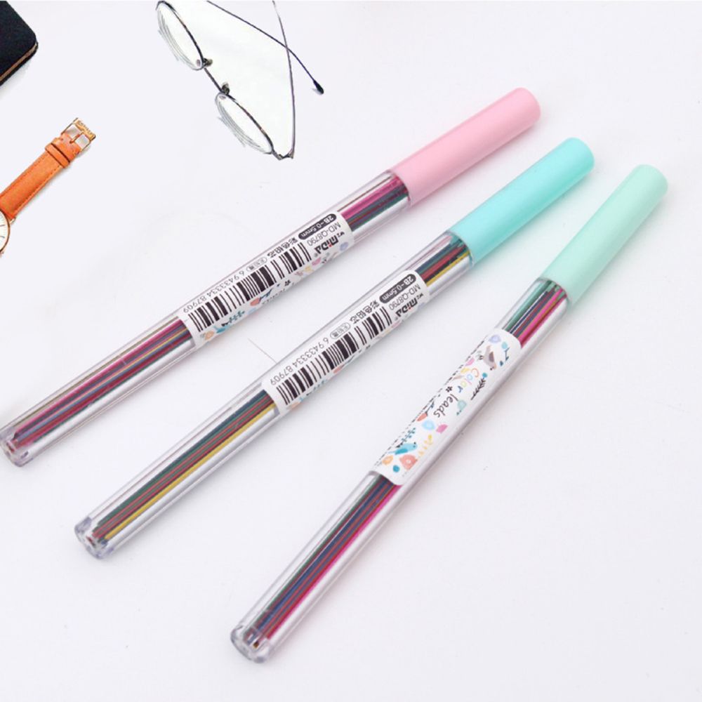 15Pcs/set 0.5 /0.7 mm Mechanical Pencil Lead Art Sketch Drawing Color Automatic Pencil Lead Refills Random Color 2B free ship