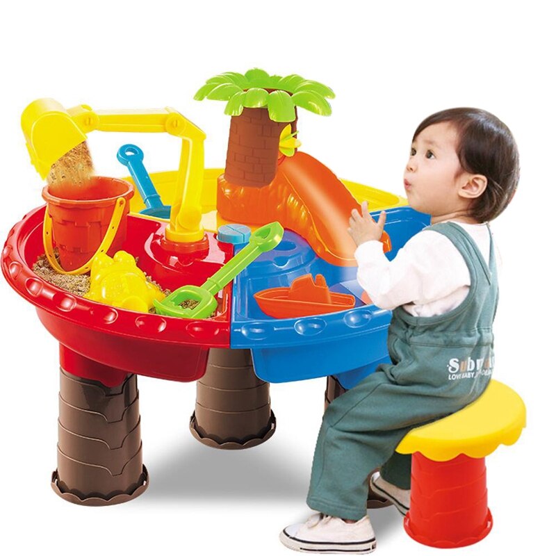 Kids Sand Pit Set Sand &amp; Water Table For Toddler Sandbox Activity Table Beach Toys For Sand Castles Water Play