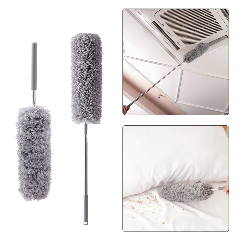 Extendable Feather Duster With Telescopic Pole Stainless Steel Microfiber Duster Soft Cleaning Cobweb Cars Home Cleaner