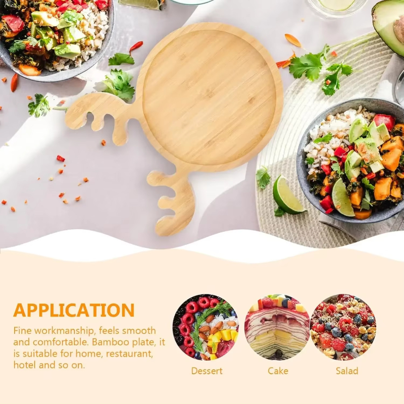 Plato de madera con dibujos de ciervos para niños, bandeja de madera para aperitivos/Sushi/fruta, ecológico, , para comer, 1 Uds.