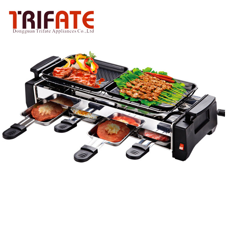 1200w ikke-klæbrige familie grill elektrisk raclette grill til 2 to 4 personers røgfri grill raclette elektrisk grill