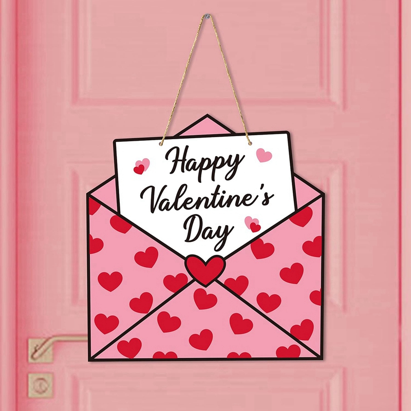 Valentinsdagskonvolutt tredørskilt gratulerer med valentinsdag-skilt valentinsdagsdekor inngangsdør: Default Title