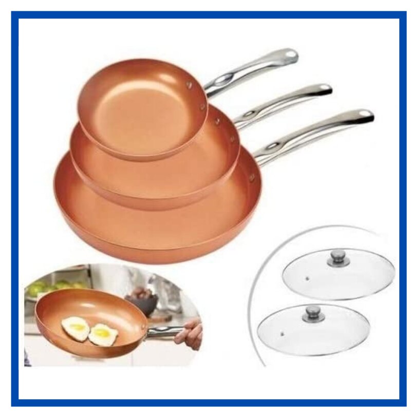 MB Tech Sartenes 5 Piezas 20CM 24CM 28CM 2 Capas Revestimiento cerámico de Color Cobre