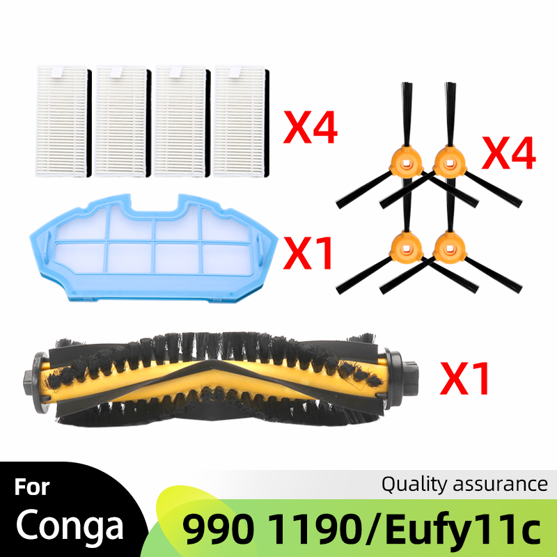 For Cecotec Conga Excellence 990 Conga 1190, Eufy RoboVac 11 11C, Ecovacs N79S Spare Parts Main Side Brush Hepa Filter Accessory: Red