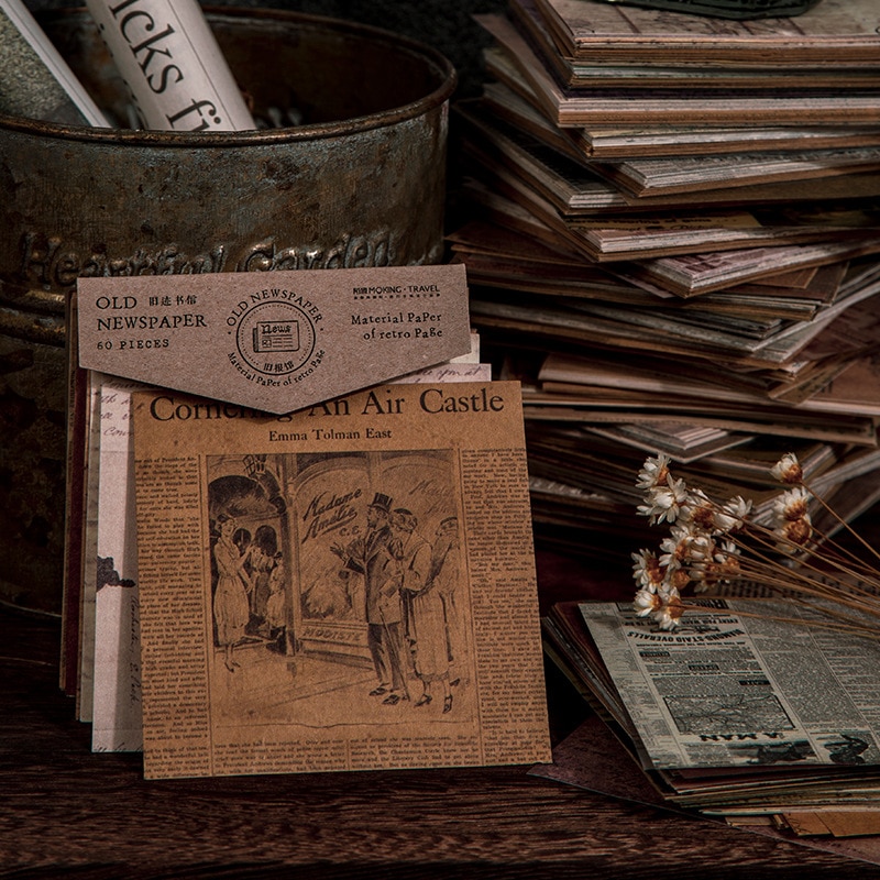 60PCS/bag Vintage Old Newspaper Series Mixed Material Package DIY Scrapbooking Junk Base Collage Wrapping material paper